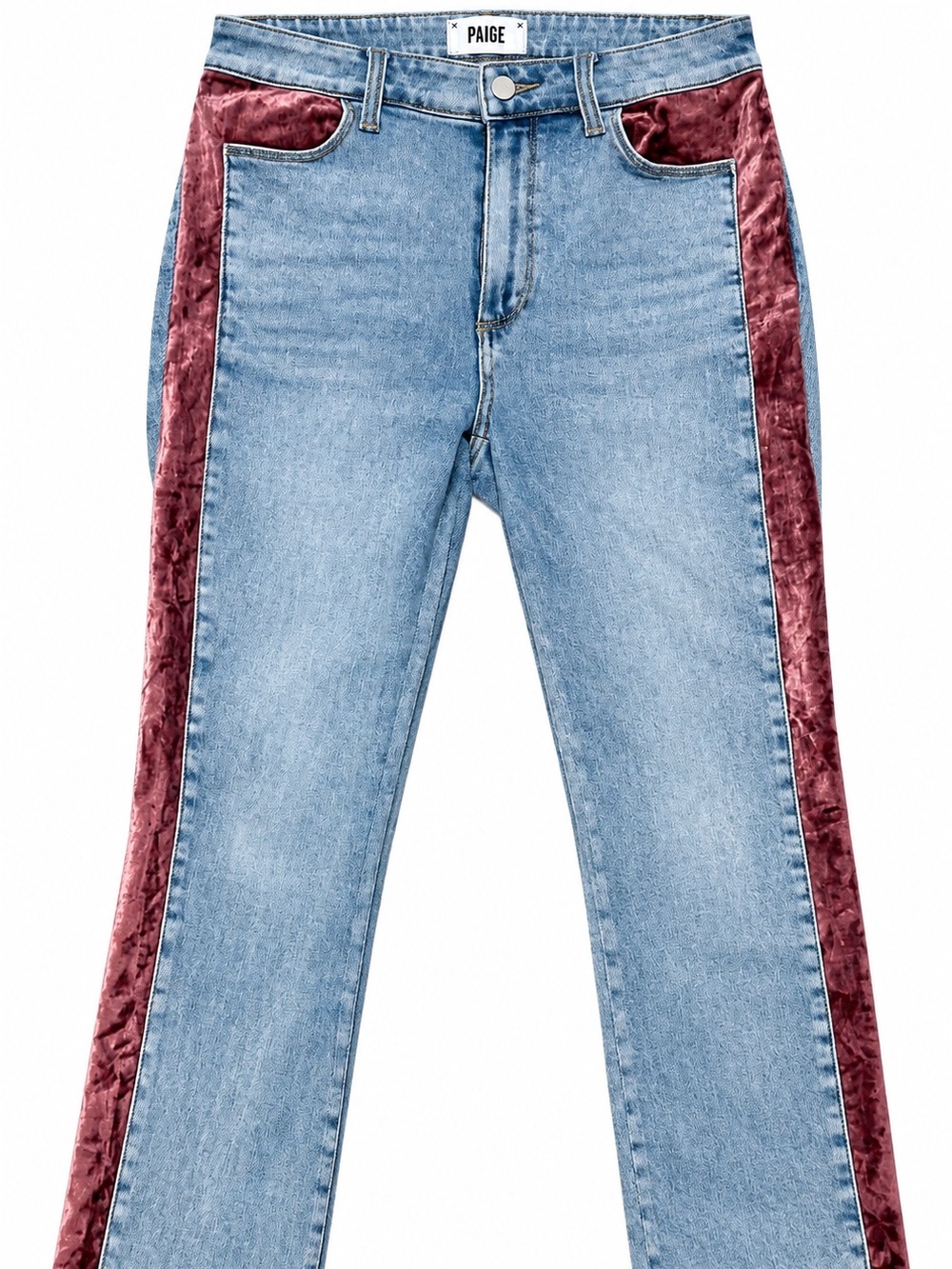 PAIGE Cindy Jeans 30 Indigo Velvet Rose High Rise Raw Hem Side Stripe